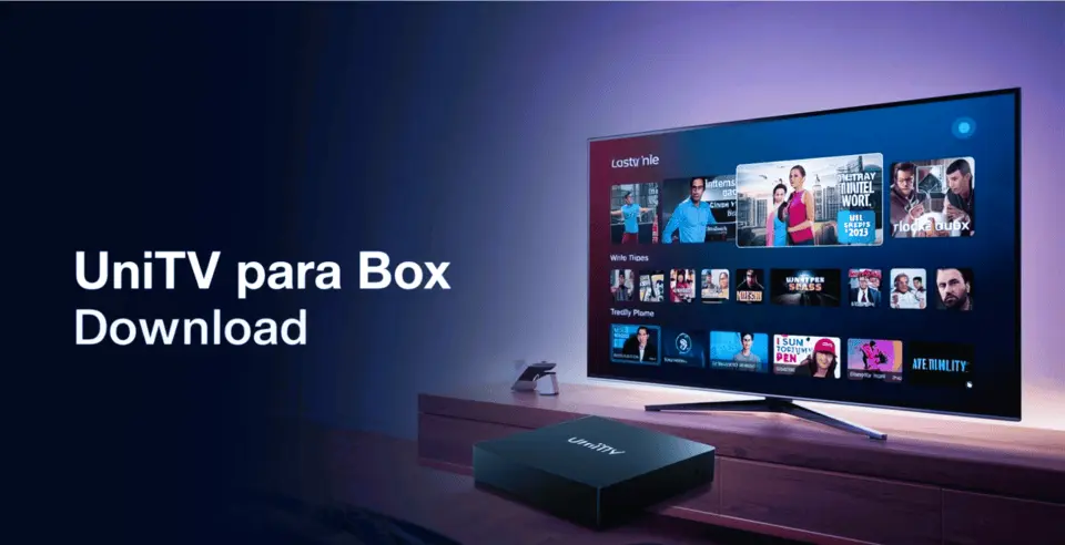 Interface otimizada do UniTV TV Box para navegação em telas grandes