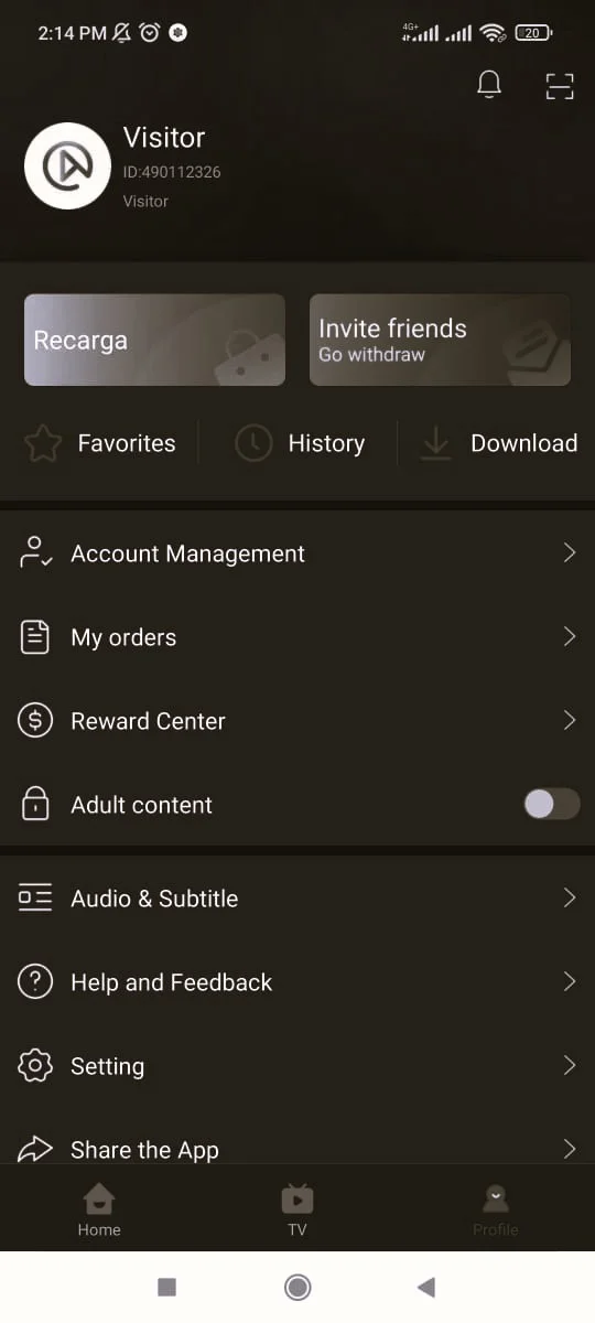 UniTV Tela de Perfil